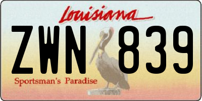 LA license plate ZWN839