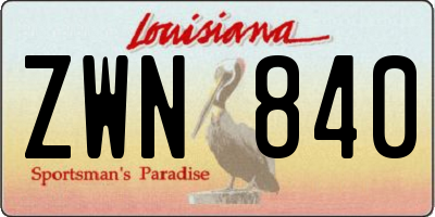 LA license plate ZWN840