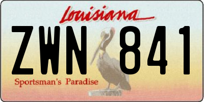 LA license plate ZWN841