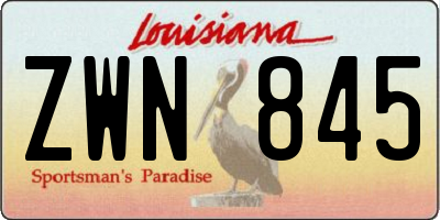 LA license plate ZWN845