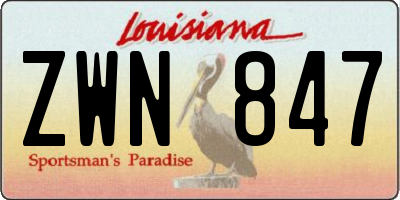 LA license plate ZWN847