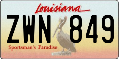 LA license plate ZWN849