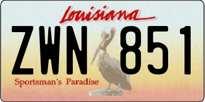 LA license plate ZWN851