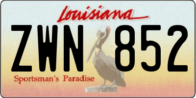 LA license plate ZWN852