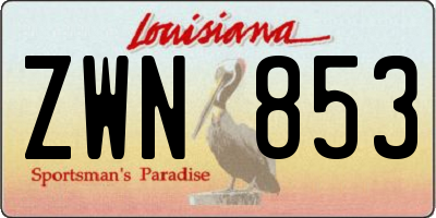 LA license plate ZWN853