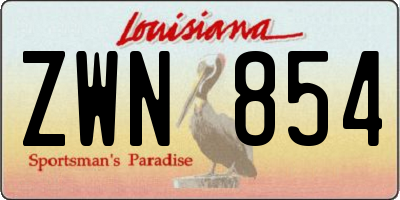 LA license plate ZWN854