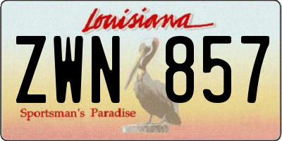 LA license plate ZWN857