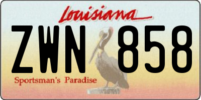 LA license plate ZWN858