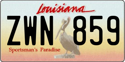 LA license plate ZWN859