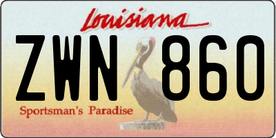 LA license plate ZWN860