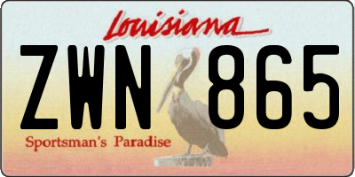 LA license plate ZWN865