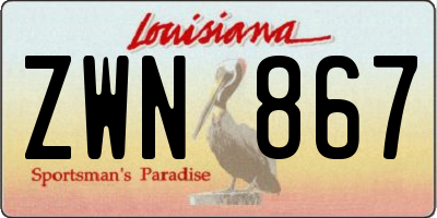 LA license plate ZWN867