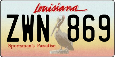 LA license plate ZWN869