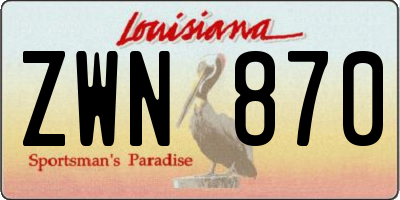 LA license plate ZWN870