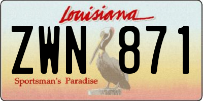 LA license plate ZWN871