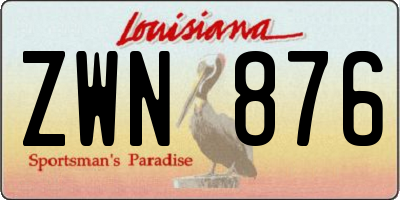 LA license plate ZWN876