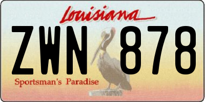 LA license plate ZWN878