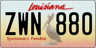 LA license plate ZWN880