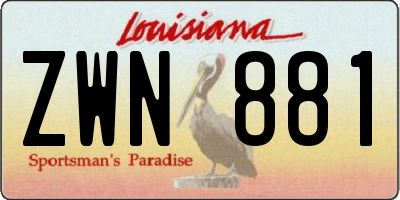 LA license plate ZWN881