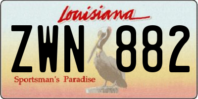 LA license plate ZWN882