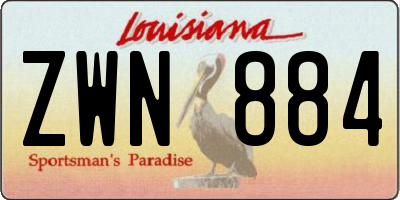 LA license plate ZWN884