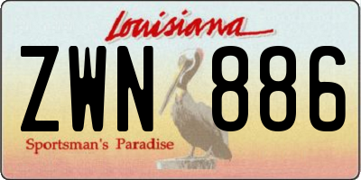 LA license plate ZWN886