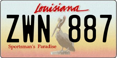 LA license plate ZWN887