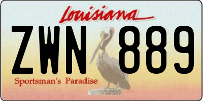 LA license plate ZWN889