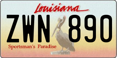 LA license plate ZWN890