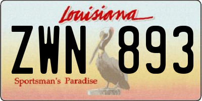 LA license plate ZWN893