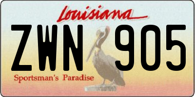 LA license plate ZWN905