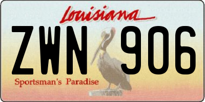 LA license plate ZWN906