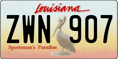 LA license plate ZWN907