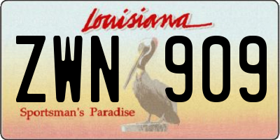 LA license plate ZWN909