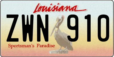 LA license plate ZWN910