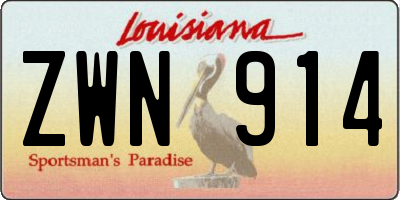 LA license plate ZWN914