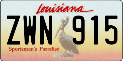 LA license plate ZWN915