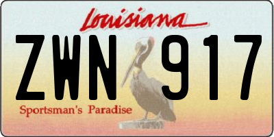 LA license plate ZWN917