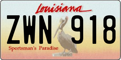 LA license plate ZWN918