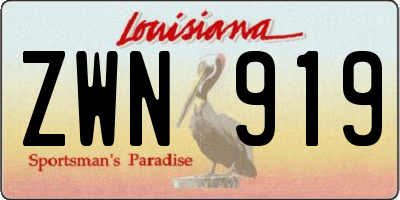 LA license plate ZWN919