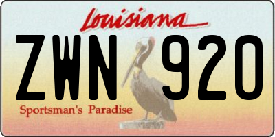 LA license plate ZWN920