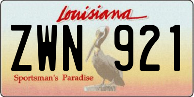 LA license plate ZWN921