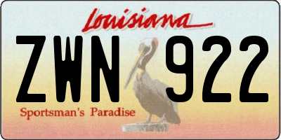 LA license plate ZWN922