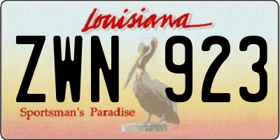 LA license plate ZWN923