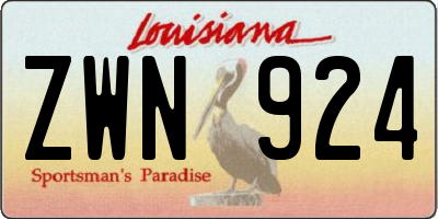 LA license plate ZWN924