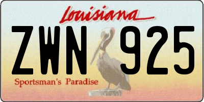 LA license plate ZWN925