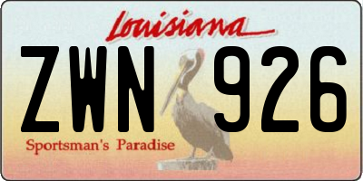 LA license plate ZWN926