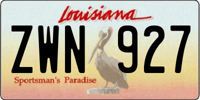 LA license plate ZWN927