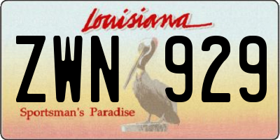 LA license plate ZWN929