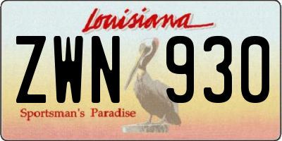 LA license plate ZWN930